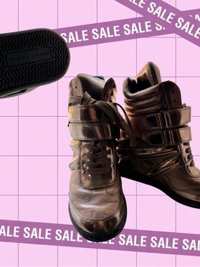 Monika Chiang Metallic High-Top Women's Wedge Sneakers - Bronze